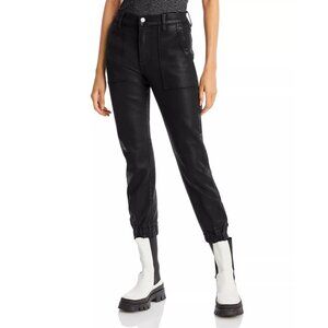 7 For All Mankind Pants Size 27 Darte Coated Boyfriend Jogger Pants Black Grunge